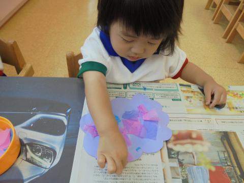 １歳児 ６月 製作 あじさい 蓮美幼児学園千里丘キンダースクールブログ