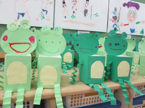 ４歳児 ５月 制作 カエルの入れ物 蓮美幼児学園もりのみやナーサリーブログ