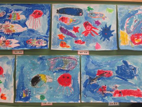 ４歳児 ７月 絵画制作 海の中の生き物 蓮美幼児学園もりのみやナーサリーブログ