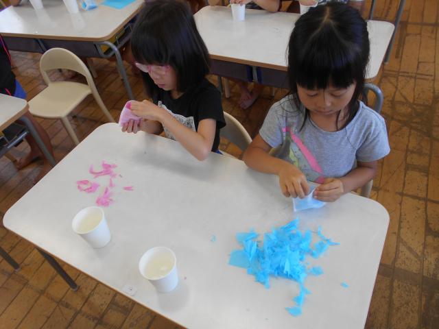 5歳児 色水あそびといくら作り 蓮美幼児学園千里丘キンダースクールブログ