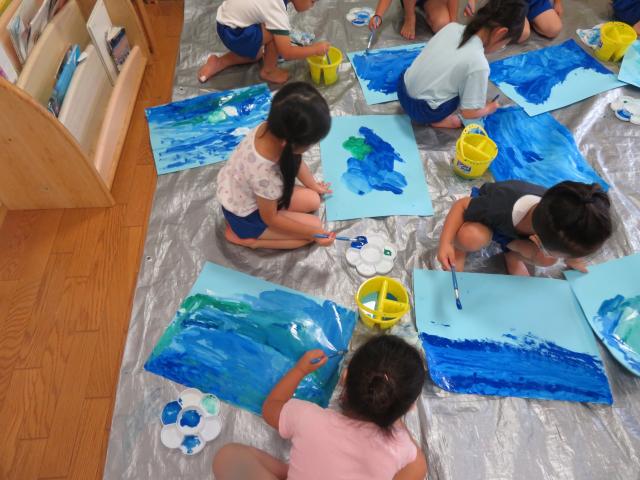 ４歳 絵具製作 蓮美幼児学園唐崎キンダースクールブログ