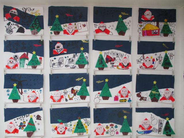５歳児 折り紙製作 サンタクロースとクリスマスツリー 蓮美幼児学園千里丘キンダースクールブログ